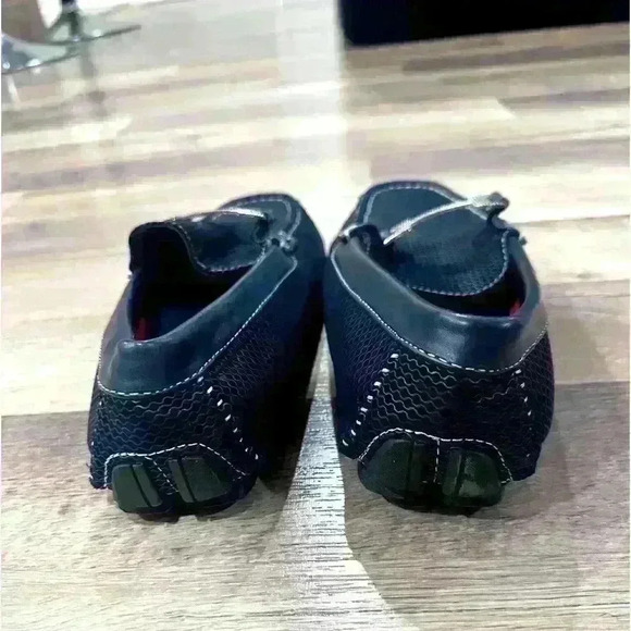 BriX Mens Slip On Moccasin Driving Loafers Size 7.5 Black Square Toe Boat Shoes - Picture 2 of 3